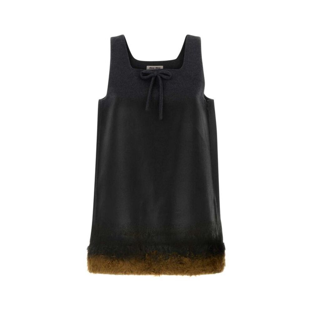Miu Miu Women Dark Grey Wool Blend Mini Dress
